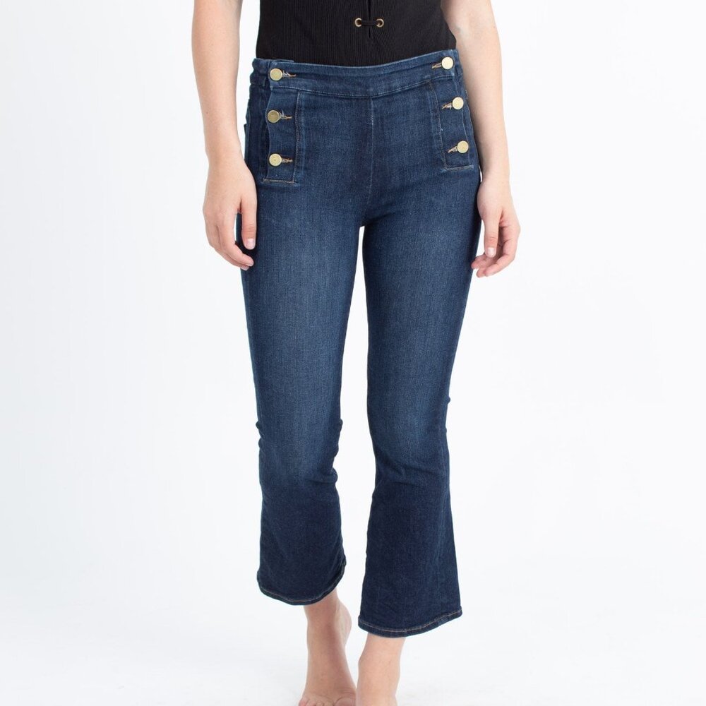 FRAME Le Crop Mini Boot Sutherland Jeans 26 Button Front Sailor Style
